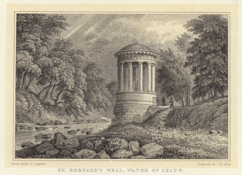 Studnia św. Bernarda, woda z Leith (rycina) autorstwa Thomas Hosmer (after) Shepherd