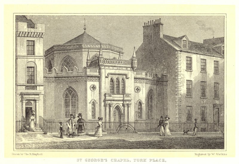Kaplica św. Jerzego, York Place (rycina) autorstwa Thomas Hosmer (after) Shepherd