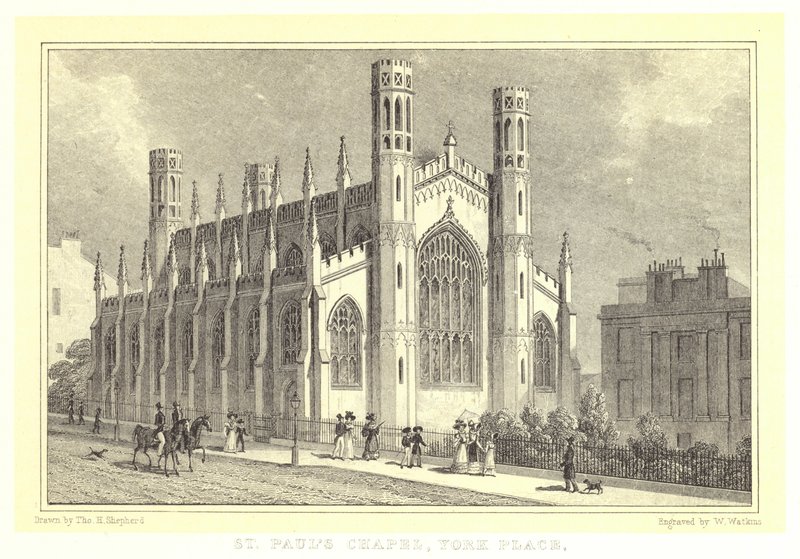 Kaplica św. Pawła, York Place (rycina) autorstwa Thomas Hosmer (after) Shepherd