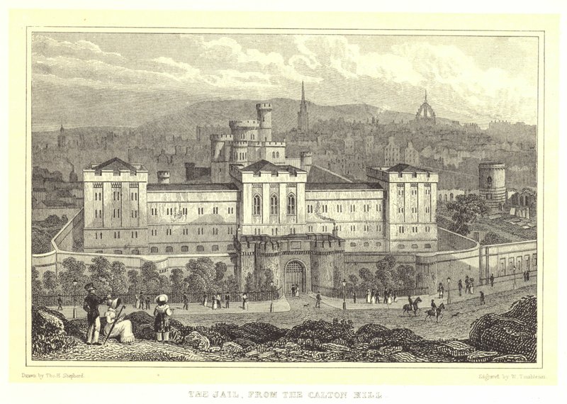 Więzienie, z Calton Hill (rycina) autorstwa Thomas Hosmer (after) Shepherd