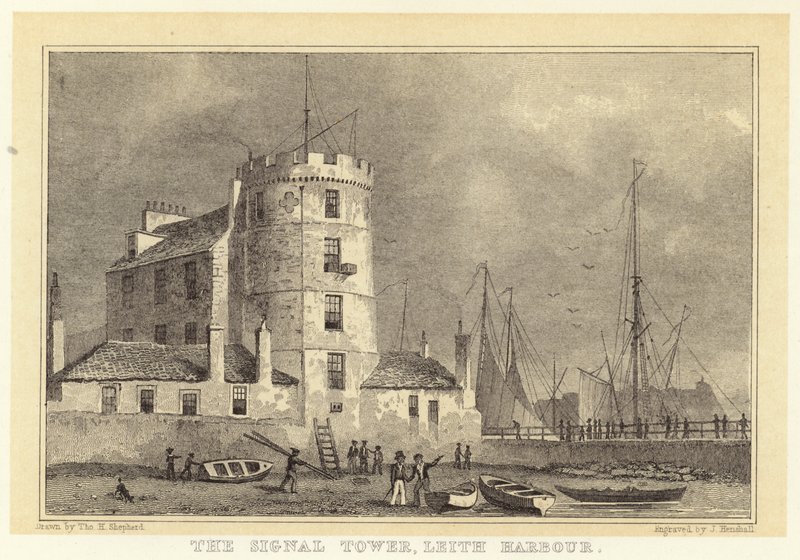 Wieża sygnałowa, port Leith (rycina) autorstwa Thomas Hosmer (after) Shepherd