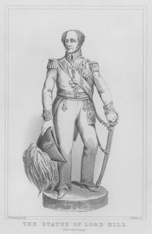 Statua Lorda Hilla, Shrewsbury (rycina) autorstwa Thomas Hosmer (after) Shepherd