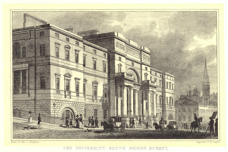 Uniwersytet, South Bridge Street (rycina) autorstwa Thomas Hosmer (after) Shepherd