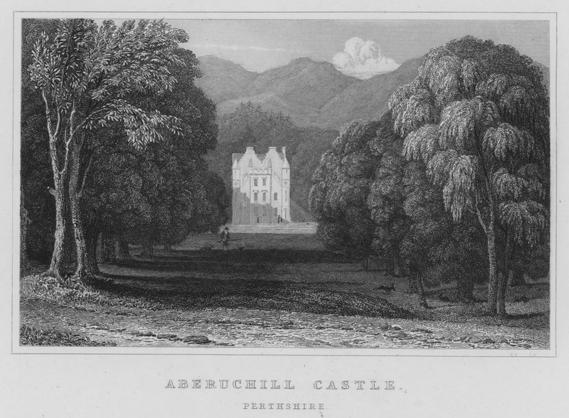 Zamek Aberuchill, Perthshire (grawerowanie) autorstwa Thomas Hosmer Shepherd