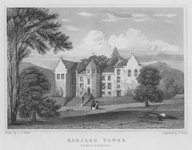 Wieża Barjarg, Dumfriesshire (grawerowanie) autorstwa Thomas Hosmer Shepherd