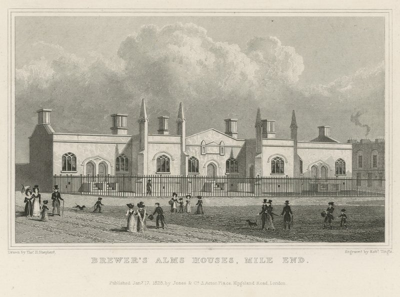 Domy Piwowarów Jałmużny w Mile End autorstwa Thomas Hosmer Shepherd