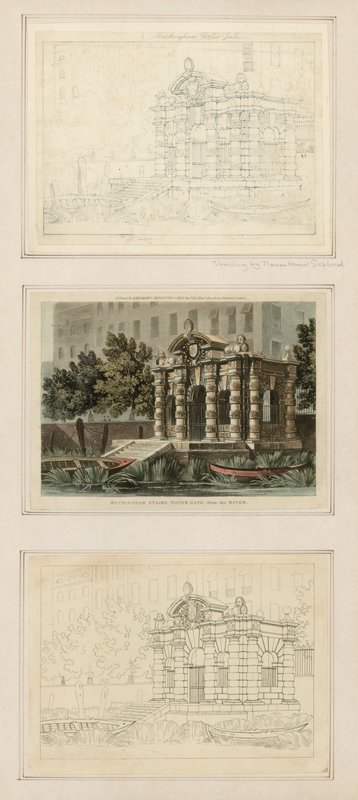 Buckingham Stairs Water Gate, od strony rzeki autorstwa Thomas Hosmer Shepherd