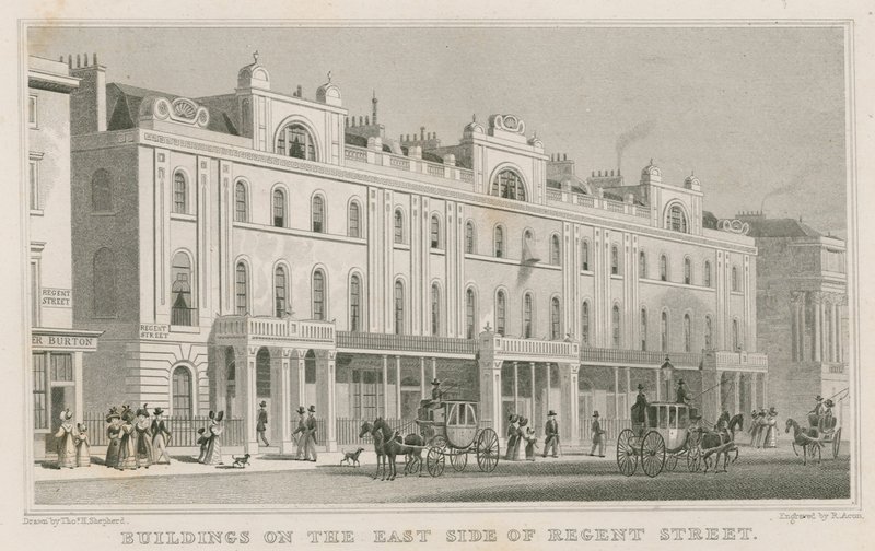 Budynki po wschodniej stronie Regent Street w Londynie autorstwa Thomas Hosmer Shepherd