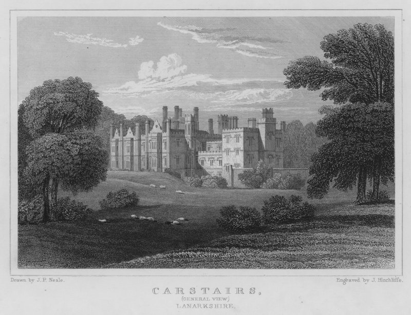 Carstairs, widok ogólny, Lanarkshire (grawerowanie) autorstwa Thomas Hosmer Shepherd