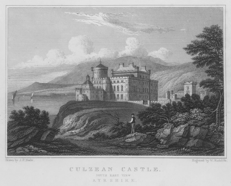 Zamek Culzean, widok na południowy wschód, Ayrshire (grafika) autorstwa Thomas Hosmer Shepherd
