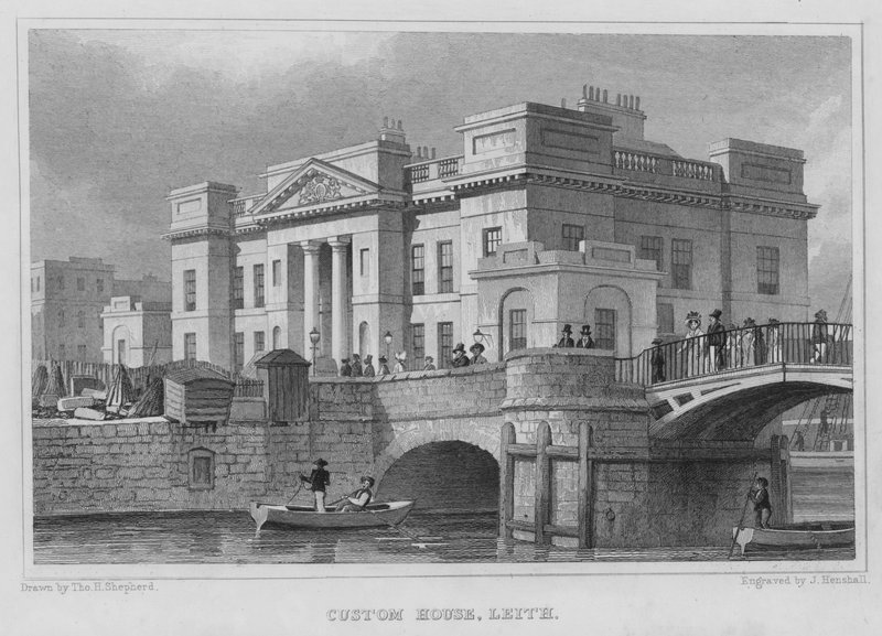 Custom House, Leith (grawerowanie) autorstwa Thomas Hosmer Shepherd
