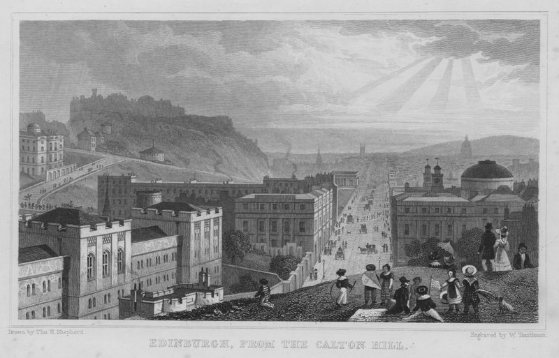 Edynburg, z Calton Hill (grafika) autorstwa Thomas Hosmer Shepherd
