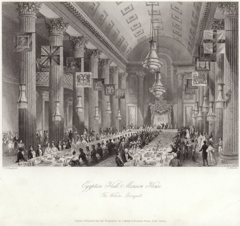 Sala Egipska w Mansion House podczas bankietu Wilsona autorstwa Thomas Hosmer Shepherd