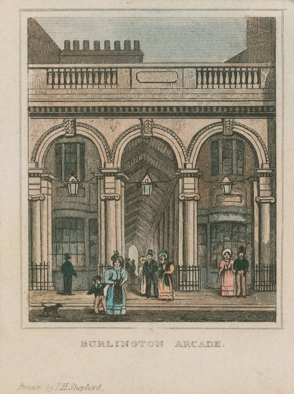 Zewnętrzny widok Burlington Arcade autorstwa Thomas Hosmer Shepherd
