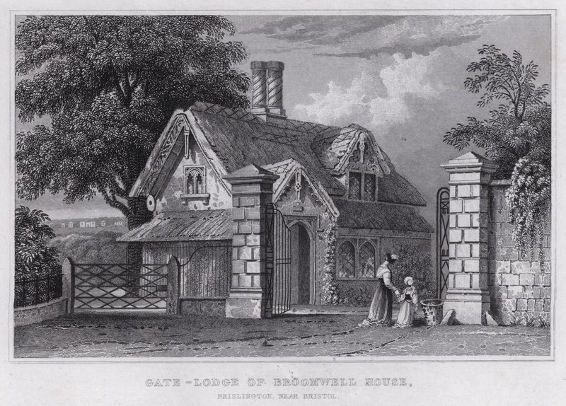 Gate-Lodge of Broomwell House, Brislington, niedaleko Bristolu (grawerowanie) autorstwa Thomas Hosmer Shepherd