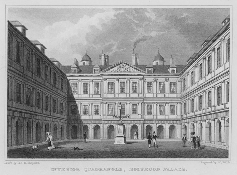 Wewnętrzny czworobok, Pałac Holyrood (rycina) autorstwa Thomas Hosmer Shepherd