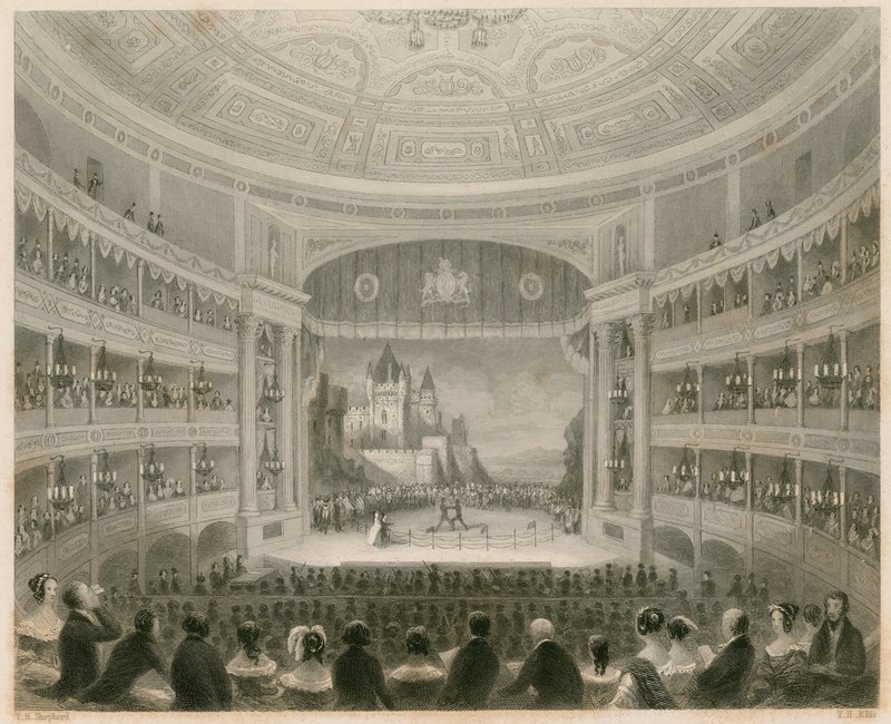 Widok wnętrza teatru Drury Lane, Londyn autorstwa Thomas Hosmer Shepherd