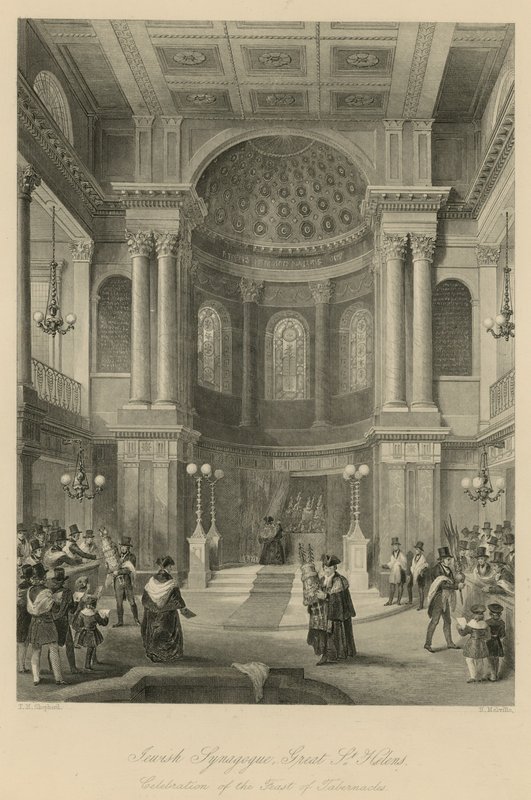 Synagoga żydowska, Wielka św. Heleny; obchody Święta Namiotów autorstwa Thomas Hosmer Shepherd