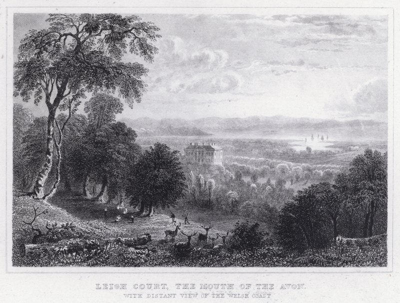 Leigh Court, ujście Avon, z odległym widokiem na walijskie wybrzeże (rycina) autorstwa Thomas Hosmer Shepherd