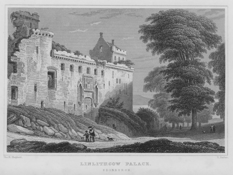Pałac Linlithgow, Edynburg (rycina) autorstwa Thomas Hosmer Shepherd