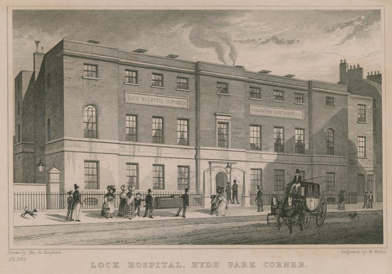 Lock Hospital, Hyde Park Corner, Londyn autorstwa Thomas Hosmer Shepherd