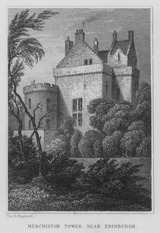 Merchiston Tower, niedaleko Edynburga (rycina) autorstwa Thomas Hosmer Shepherd
