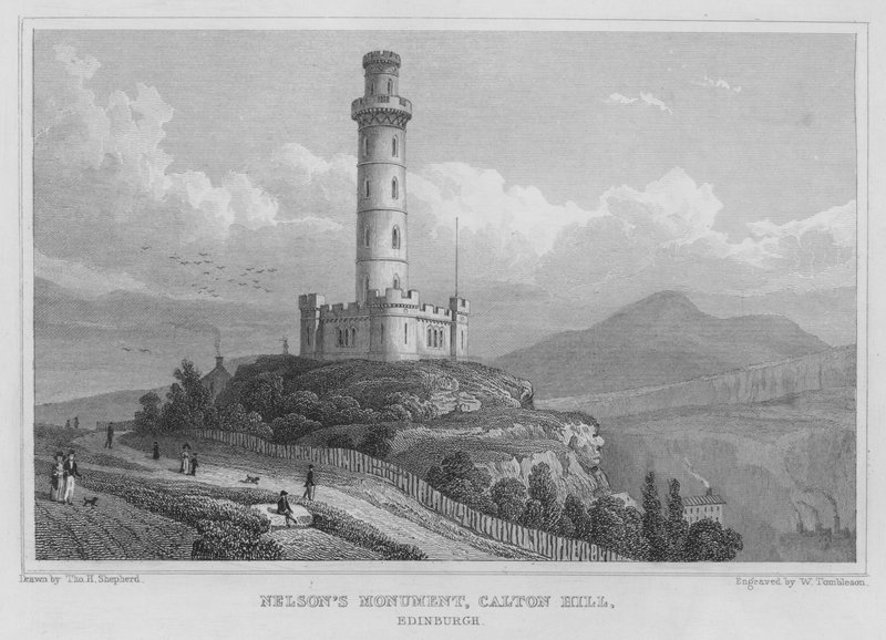 Pomnik Nelsona, Calton Hill, Edynburg (rycina) autorstwa Thomas Hosmer Shepherd