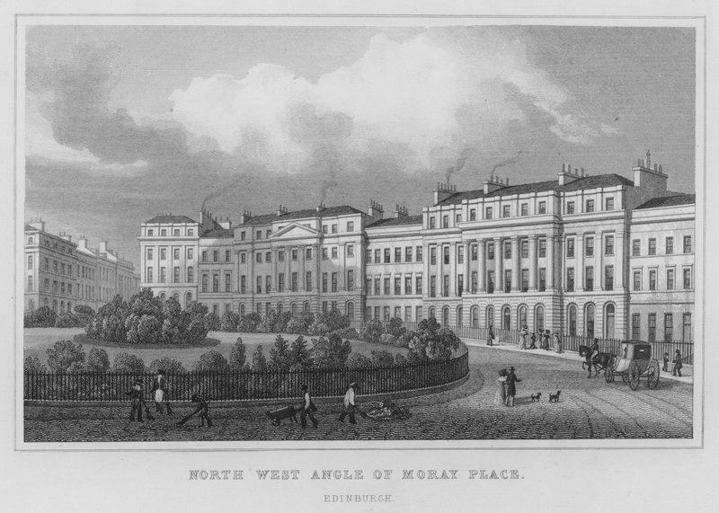 North West Angle of Moray Place, Edynburg (grawerowanie) autorstwa Thomas Hosmer Shepherd
