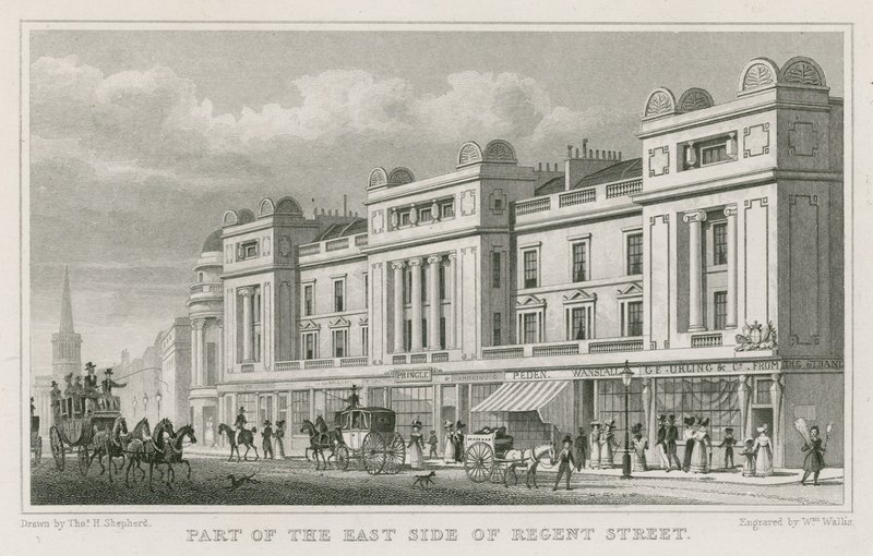 Część wschodniej strony Regent Street w Londynie autorstwa Thomas Hosmer Shepherd