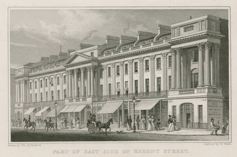 Część wschodniej strony Regent Street w Londynie autorstwa Thomas Hosmer Shepherd