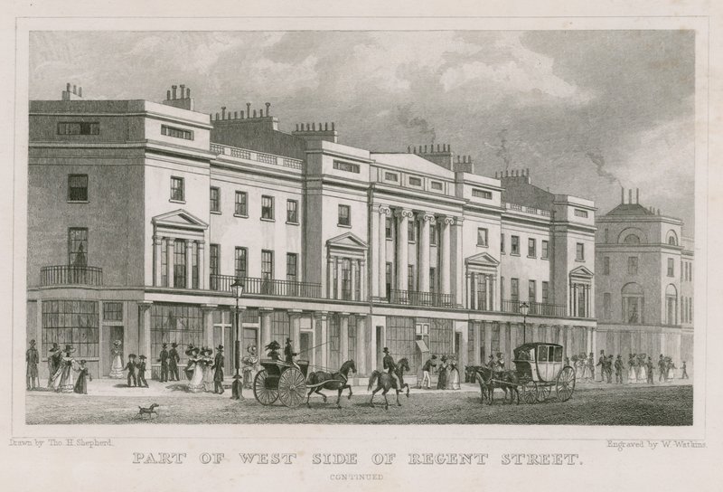 Część zachodniej strony Regent Street w Londynie autorstwa Thomas Hosmer Shepherd