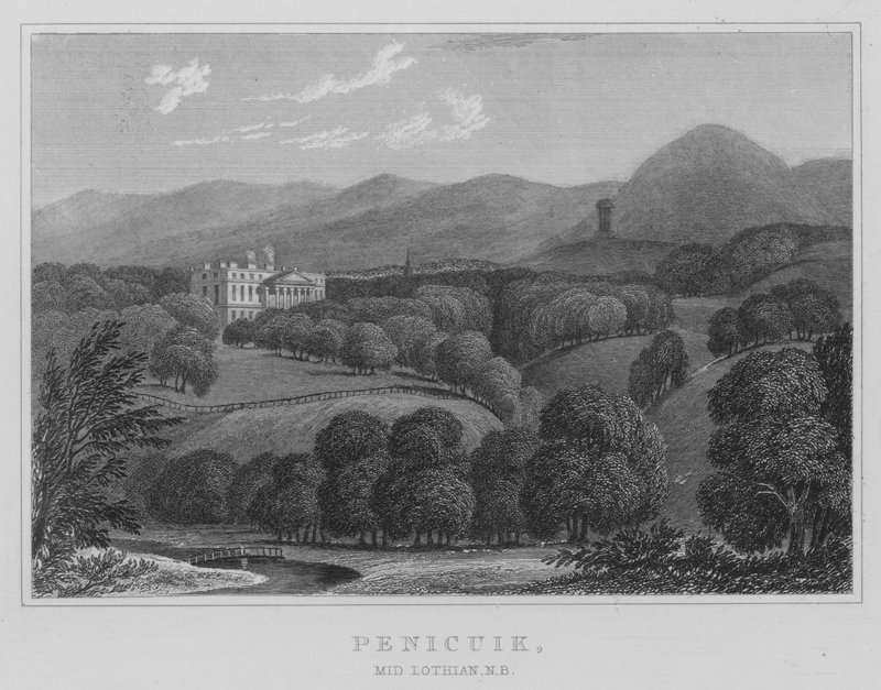 Penicuik, Mid Lothian, NB (grawerowanie) autorstwa Thomas Hosmer Shepherd