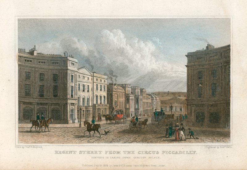 Regent Street z Circus Piccadilly, Londyn autorstwa Thomas Hosmer Shepherd