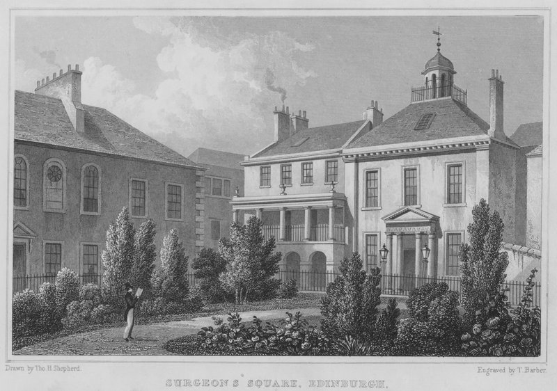 Plac Chirurgii, Edynburg (grawerowanie) autorstwa Thomas Hosmer Shepherd