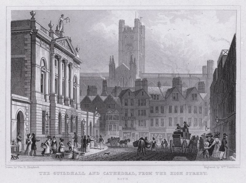 Guildhall i Katedra, od High Street, Bath (rycina) autorstwa Thomas Hosmer Shepherd