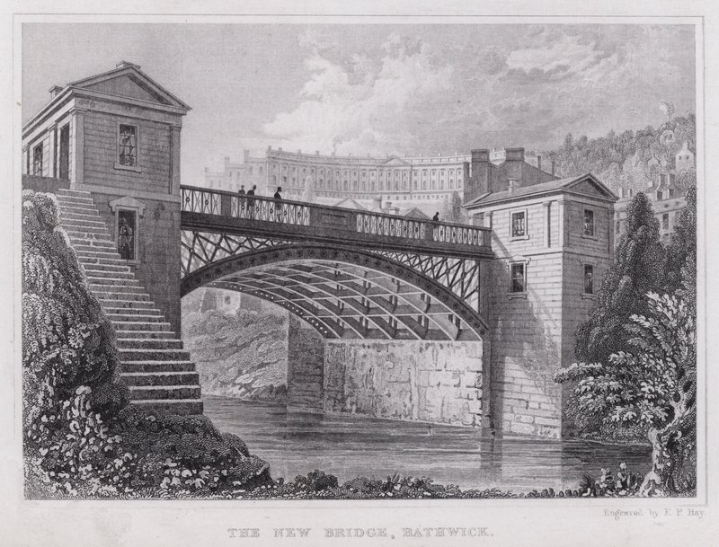 Nowy most, Bathwick (grawerowanie) autorstwa Thomas Hosmer Shepherd