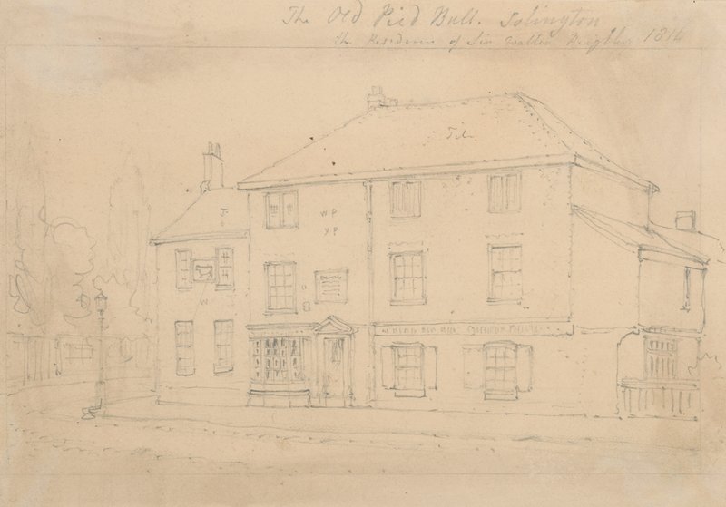 The Old Pied Bull Inn, Islington (atrament na papierze) autorstwa Thomas Hosmer Shepherd