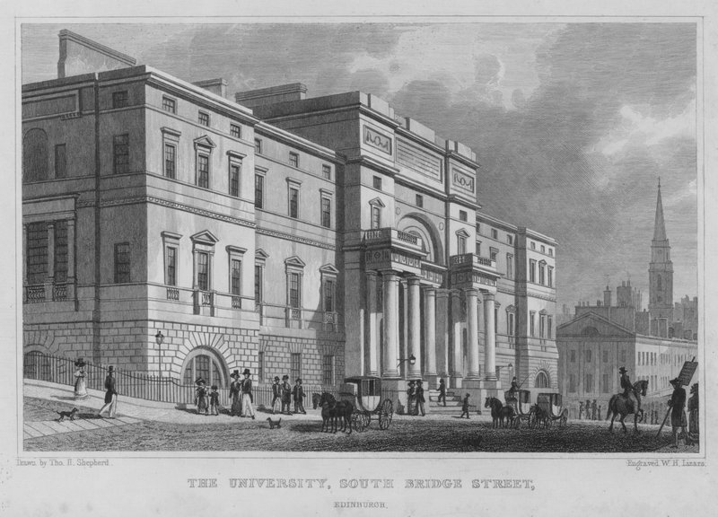 Uniwersytet, South Bridge Street, Edynburg (grafika) autorstwa Thomas Hosmer Shepherd
