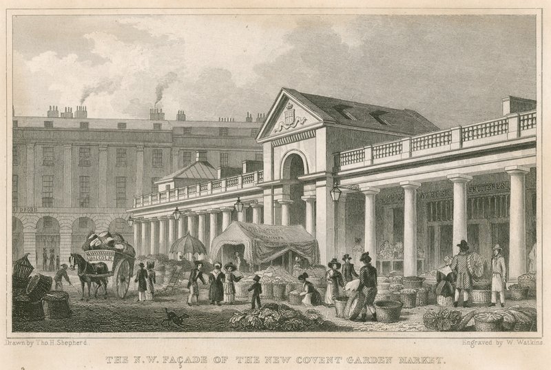Północno-zachodnia fasada nowego targu Covent Garden w Londynie autorstwa Thomas Hosmer Shepherd