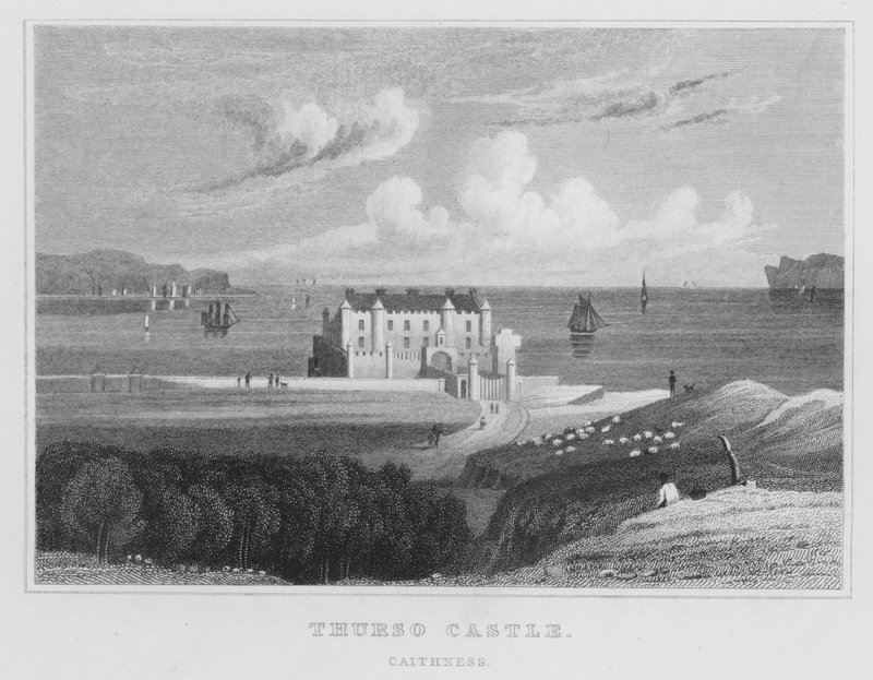 Zamek Thurso, Caithness (grawerowanie) autorstwa Thomas Hosmer Shepherd