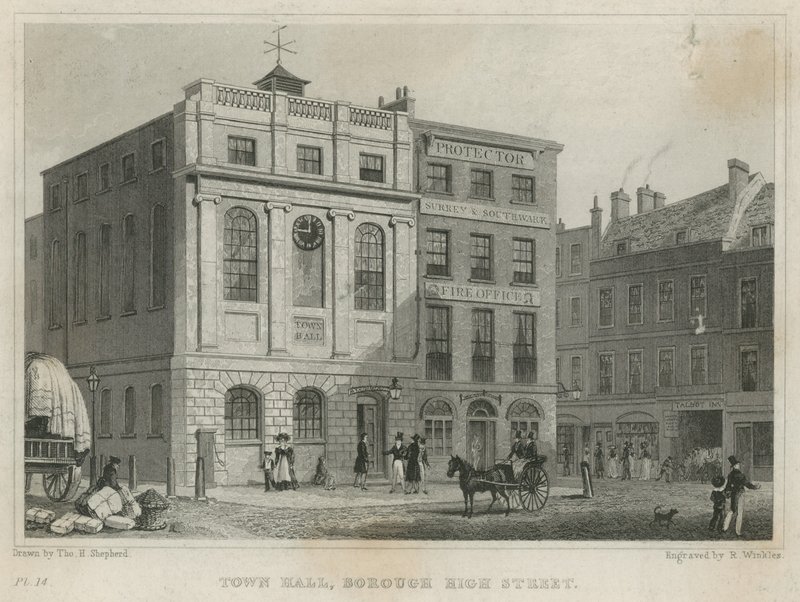 Ratusz, Borough High Street (rycina) autorstwa Thomas Hosmer Shepherd