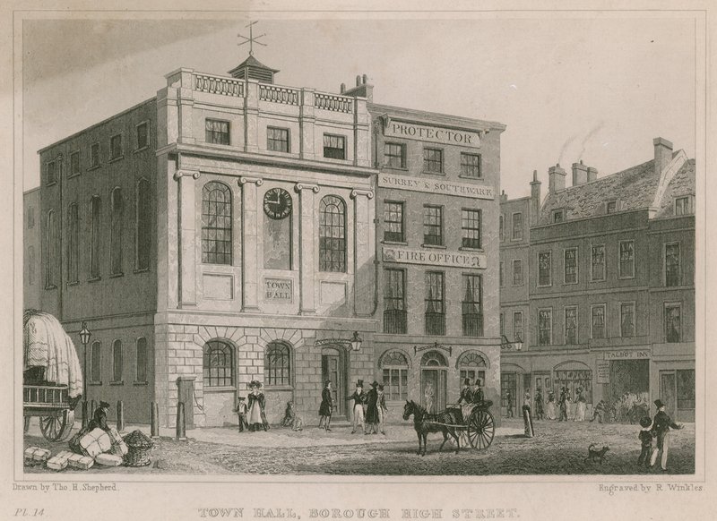 Ratusz, Borough High Street, Southwark, Londyn autorstwa Thomas Hosmer Shepherd