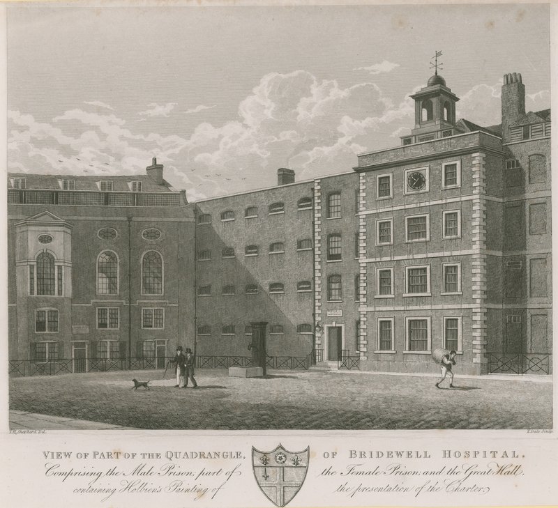 Widok części czworoboku szpitala Bridewell autorstwa Thomas Hosmer Shepherd