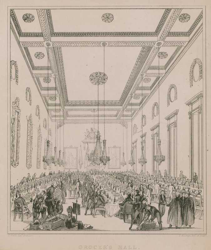 Grocers Hall, Londyn rycina autorstwa Thomas Kearnan