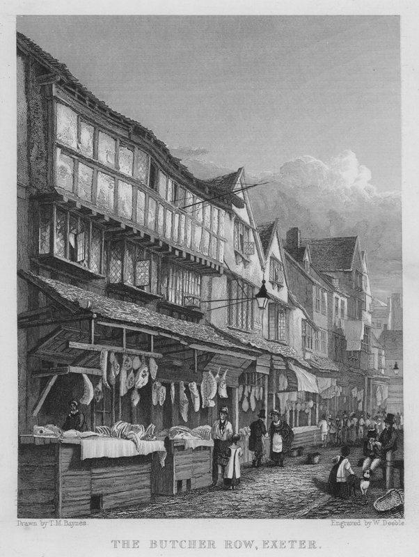 Rzeźnik Row, Exeter (grawerowanie) autorstwa Thomas Mann (after) Baynes
