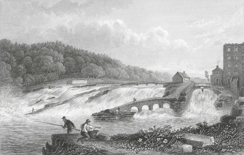 Coleraine Salmon Leap, Co Londonderry (rycina) autorstwa Thomas Mann (after) Baynes