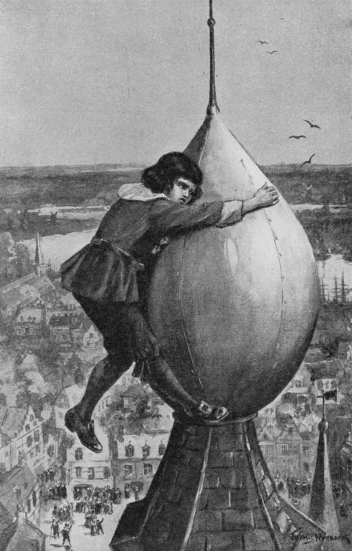 Przyszły admirał Michael Adrianzoon De Ruyter obejmuje rękoma górę wielkiej kuli (lito) autorstwa Thomas Maybank