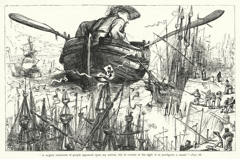 Ilustracja do Podróży Guliwera autorstwa Jonathana Swifta (rycina) autorstwa Thomas Morten