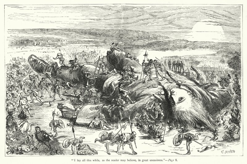 Ilustracja do Podróży Guliwera autorstwa Jonathana Swifta (rycina) autorstwa Thomas Morten