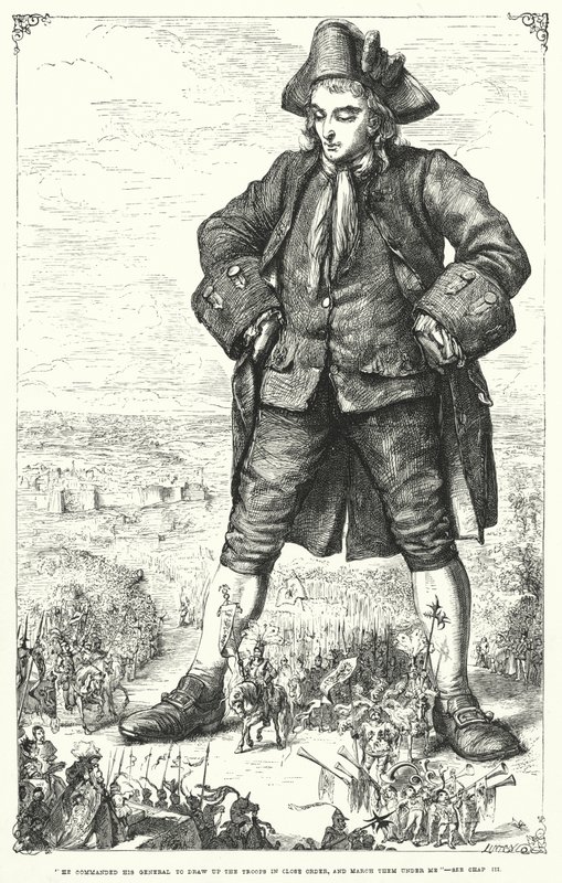 Ilustracja do Podróży Guliwera autorstwa Jonathana Swifta (rycina) autorstwa Thomas Morten